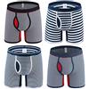 Nuofengkudu Uomo 4 Pack Boxer Mutande Striscia Print Pantaloncini Sportivi Traspiranti Elasticizzato Shorts Gamba Lunga Intimo Regalo Underwear Boxers-2 Dimensione S