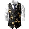 Generic Gilet natalizio da uomo, divertente, con renna e fiocco di neve, top con scollo a V, senza maniche, vestibilità aderente, per feste, festival, costumi di Natale, C- nero, L