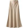 IKFGTJRE Gonna lunga da donna in raso, gonna lunga da donna, gonna estiva in raso, elegante, in seta, sottile, tinta unita, colore nero champagne, casual, linea ad A, per le donne
