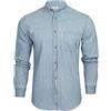 Xact Camicia 6.6 Oz Denim da Uomo con Collo alla Coreana/Grandad, a Maniche Lunghe, vestibilità Regolare (Light Blue Denim) XXL