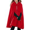 Generisch - Mantello da donna con cappuccio, poncho, cappa medievale, tinta unita, sciolto, mantello con cappuccio resistente al vento, mantello a maniche lunghe, casual, abbigliamento esterno, trench