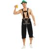Feynman Lederhosen Bavaresi Autentici per Uomo - Pantaloncini Tradizionali Tedeschi per Oktoberfest con Ricami e Bretelle Regolabili - Costume per Festa della Birra e Carnevale