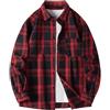 LinRim Camicia da uomo, a quadretti, vestibilità normale, a maniche lunghe, per il tempo libero, in flanella, da lavoro, a quadri, con tasca sul petto, a quadri, Colore: rosso, XXL