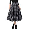MGizo DtiSpectrum Gonne Midi a Quadri da Donna - Gonna Svasata a Pieghe a Trapezio con Vita Alta, Lunghezza al Ginocchio, in Tartan Vintage con Elastico in Vita