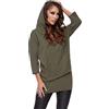 SOFTSAIL Camicetta da Donna con Cappuccio con Zip Fantasia Tinta Unita Tunica Oversize Manica a 3/4 Abbigliamento Quotidiano Camicetta Casual con Cappuccio da Donna Felpa Lunga in Cotone Loose Fit