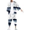 pvucpot Giapponese Kimono da Uomo Kimono Set Giappone Harajuku Anime Robe Anime Vestiti Cardigan + Pantaloni Harem Pigiama di Abbigliamento al Vapore