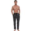SaneShoppe Pantaloni da Pigiama da Uomo in Pile a Quadri, Pantaloni da Pigiama da Salotto (Blu A Scacchi, L)