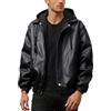 Vhersily Giubbotto Uomo In Pelle Sintetica Con Cappuccio Giacca Moto Invernale Imbottitura Interna Casual Bomber Per Motociclisti Moderno Comoda Morbida Leggero Invernali Antivento Antipioggia Giacce