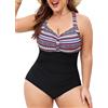 UMIPUBO Costume Da Bagno Intero Donna Taglie Forti Contenitivo Modellante Per Seno Grande Curvy Pancia Pieghe Push Up Mare Swimsuit Con Coppe Costumi Interi