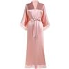 BABEYOND Coucoland - Accappatoio lungo da donna, tinta unita, con maniche in pizzo, per damigella d'onore, kimono in raso, biancheria da notte da donna, estiva