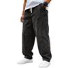 Onsoyours Pantaloni in Velluto a Coste da Uomo a Gamba Larga Pantalone con Tasche e Elastico in Vita A Nero S