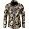 Allthemen Camicia da Uomo in Jacquard Camicia a Maniche Lunghe Paisley Regular Fit Camicia Casual Oro 3XL