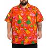 King Kameha Camicia Hawaiana Uomo Maniche Corte, Flamingo Melon, Arancia, 7XL