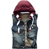 AnyuA Uomo Giacca di Jeans, Senza Maniche, Jeans Gilet con Cappuccio, Rimovibile Blu Marino S