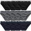 SNELLY Mutande Uomo Slip in Cotone Elasticizzato Pacco da 6-9-12 Pezzi Slip Bianco o Nero o 6-12 Slip Colori Assortiti (Nero, Blu, Grigio) con Elastico Esterno U111E Intimo Pratico Comodo e di Marca