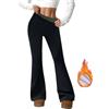 Onsoyours Leggins Termici Donna Foderati in Pile Pantaloni Termici Zampa Flared Invernali Leggings Felpati Caldo a Vita Alta D1 Nero L