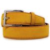 Emila Cintura giallo senape scamosciata uomo vera pelle cinta in camoscio artigianale casual 3,5 cm con fibbia per jeans pantaloni abiti da ragazzo made in italy belt classica115