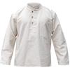 SHOPOHOLIC FASHION Camicie da Uomo Hippy con Colletto a Fascetta in Tessuto di Canapa Tinta Unita, 4XL, Crema