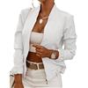 ORANDESIGNE Donna Bomber Giacche Autunno Giacca Floreale con Collo in Piedi Giacca di Transizione a Maniche Lunghe Cappotto Corto con Cerniera A Bianco XL
