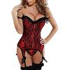 Kelvry Donne Gothic Raso Lace up Boned Corsetto Corpetto Bustino Top con Sospensioni Plus Size S-6XL