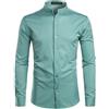 PARKLEES Camicia da uomo, tinta unita, slim fit, facile da stirare, a maniche lunghe, con colletto alto, per il tempo libero, turchese, XXL