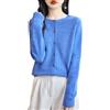 Chanyarn Cardigan Girocollo da Donna 100% Lana Merino Primavera Maniche Lunghe Senza Cuciture Maglia Cardigan Maglione