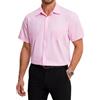 HISDERN Camicia Maniche Corte Uomo Camicia Rosa Uomo Elegante Formale Camicie da Uomo Camicia Estiva Casual Regular L
