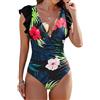Rayson Costumi da Bagno Interi per Donna Scollo a V Volant Controllo della Pancia Monokini Imbottito Push Up Bikini Ruffles Flounce Costumi da Bagno Due Pezzi