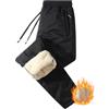 Onsoyours Pantaloni della Tuta da Uomo Pantaloni Caldi Elastici Invernali Pantaloni in Pile Gamba Dritta Vita Elasticizzata Spessa Pantaloni Termici Pantaloni da Allenamento A2-Nero XXL