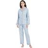 Amaxer Set Pigiama Caldo da Donna in Flanella 100% Cotone Set Pigiama Autunno e Inverno, Cotta Blu，XL