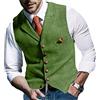Onsoyours Gilet da Abito da Uomo Elegante Scozzese Tweed Slim Fit Panciotto Casual Smanicato Risvolto Dentellato per Groomsmen da Sposa A VerdeScuro L