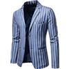 VaiKanhai Giacca casual da uomo, giacca da montagna di lusso, casual, a righe, elegante, vestibilità normale, giacca a maniche lunghe, per il tempo libero, blazer business blazer, Blu, XXXXL