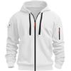 MEDUOLA Uomo con Cappuccio Zip Cardigan Giacca Sportiva Jogging Felpa con Cappuccio Ragazzi e Uomini Felpa con Zip Tasca Multifunzionale Cardigan con Cappuccio XXL,A12 Bianco