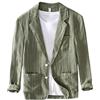 ABARTY Giacca Blazer da Uomo Giacca da Abito Casual Elegante A Righe in Lino Giacca da Abito Slim Fit A Due Bottoni Giacca Estiva Leggera Cappotto da Lavoro Sportivo Sfoderato