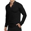 KUYIGO Polo a Maniche Lunghe da Uomo Camicie Casual in Cotone dal Design Semplice Slim Fit XL Nero