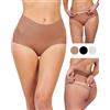SENSACI Mutandine Donna con Fasce in Silicone Antiscivolo, Senza Cuciture, comode, Elastiche, Invisibili, Ideali per Sport e Abbigliamento Aderente. Microfibra con Cavallo in Cotone Traspirante.