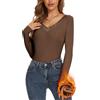 WOWENY Maglia Termica a Maniche Lunghe da Donna, Calda, con Scollo a V, Termica, da Donna, a Maniche Lunghe, Funzionale