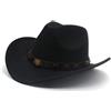 Faringoto Cappello da Cowboy Classico in Feltro a Tesa Larga per Uomo e Donna Stile Western Cowgirl, nero, Taglia unica