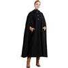 BEAUTELICATE Mantello Cappotto Donna Lungo in Lana Misto Vintage Mantello Ampio Caldo Poncho Cape per Sera Matrimonio Quotidiano Inverno Autunno con Tasche a Bottone Blu 128 cm
