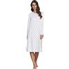 Leo Corsetteria Camicia da Notte in Caldo Cotone Serafino Modello con carrè Marca Linclalor. Taglia 46 Colore Panna Avio 233