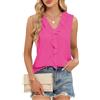 ROFUSSO Canottiere da Donna Camicette Senza Maniche con Collo a V Canotta Estiva Elegante Camicia da Business di Tendenza(Rosso,L)