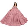 Fuomomo Abiti da Quinceanera con Glitter Fiocco gonfi Perline Spalle Scoperte Eleganti Abiti da Ballo per i 16 Anni MT056