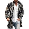 shownicer Cappotto da Uomo Elegante Giacche di Media Lunghezza Slim Fit Caldo Trench Coat Casual Bottoni Cappotto Stampa Giacca Autunno Inverno