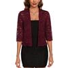 Kyzoeyou Cardigan da donna casual in pizzo Bplero coprispalle manica a 3/4 coprispalle capispalla vestito coprire top, R-vino Rosso, M