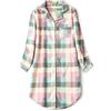 CHUNG Camicia da notte da donna a maniche lunghe, con bottoni, a quadri, in flanella, scozzese, tartan, in cotone, Plaid verde., L