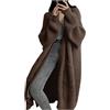 PAIDAXING Cardigan lungo da donna in maglia a trecce con tasche oversize invernali in maglia giacche larghe morbide calde maxi cappotto aperto davanti casual capispalla lavorato a maglia grossa, cachi, Taglia