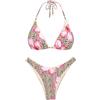 seamoly Bikini da donna Set due pezzi costume da bagno strutturato Halter triangolo perizoma Bikini Set, Caffè chiaro-01, S