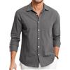 HISDERN Camicie in Lino e Cotone Uomo Manica Lunga Causal Bottoni Regular Fit Estiva Leggere Camicia Spiaggi Shirts con Taschino