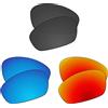 EZReplace Lenti di ricambio per occhiali da sole Oakley Straight Jacket 1999 (lenti polarizzate), Nero di carbonio, blu ghiaccio + rosso fuoco, Taglia unica