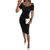 shownicer Donna Vestito Lungo con Spacco Laterale Vestiti Tinta Unita Manica Lunga Scollo a V Profondo Maxi da Sera Banchetto Abito Cocktail Vestito Lungo A Nero XL